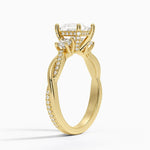 Adorned Petite Twisted Vine Three Stone Diamond Ring Yellow Gold 18k Princess Engagement Ring