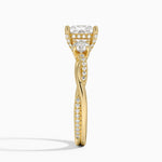 Adorned Petite Twisted Vine Three Stone Diamond Ring Yellow Gold 18k Princess Engagement Ring
