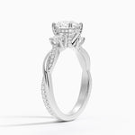 Adorned Petite Twisted Vine Three Stone Diamond Ring Platinum Round Engagement Ring