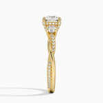 Adorned Petite Twisted Vine Three Stone Diamond Ring Yellow Gold 18k Round Engagement Ring