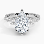 Adorned Petite Twisted Vine Three Stone Diamond Ring Platinum Pear Engagement Ring
