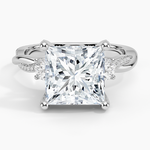 Adorned Petite Twisted Vine Three Stone Diamond Ring Platinum Princess Engagement Ring