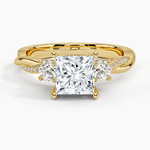Adorned Petite Twisted Vine Three Stone Diamond Ring Yellow Gold 18k Princess Engagement Ring
