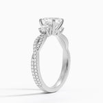 Luxe Three Stone Petite Twisted Vine Diamond Ring Platinum Asscher Engagement Ring