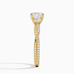 Luxe Three Stone Petite Twisted Vine Diamond Ring Yellow Gold 18k Asscher Engagement Ring