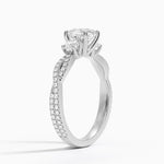 Luxe Three Stone Petite Twisted Vine Diamond Ring Platinum Cushion Engagement Ring
