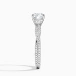 Luxe Three Stone Petite Twisted Vine Diamond Ring Platinum Cushion Engagement Ring