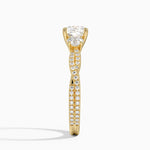 Luxe Three Stone Petite Twisted Vine Diamond Ring Yellow Gold 18k Cushion Engagement Ring