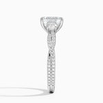 Luxe Three Stone Petite Twisted Vine Diamond Ring Platinum Emerald Engagement Ring
