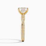 Luxe Three Stone Petite Twisted Vine Diamond Ring Yellow Gold 18k Emerald Engagement Ring