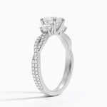 Luxe Three Stone Petite Twisted Vine Diamond Ring Platinum Heart Engagement Ring