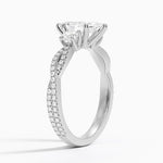 Luxe Three Stone Petite Twisted Vine Diamond Ring Platinum Marquise Engagement Ring
