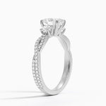 Luxe Three Stone Petite Twisted Vine Diamond Ring Platinum Oval Engagement Ring