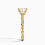 Luxe Three Stone Petite Twisted Vine Diamond Ring Yellow Gold 18k Oval Engagement Ring