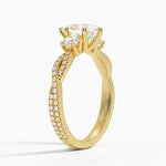 Luxe Three Stone Petite Twisted Vine Diamond Ring Yellow Gold 18k Pear Engagement Ring