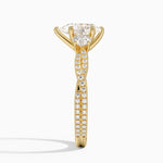 Luxe Three Stone Petite Twisted Vine Diamond Ring Yellow Gold 18k Pear Engagement Ring