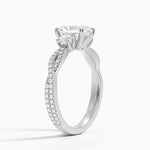 Luxe Three Stone Petite Twisted Vine Diamond Ring Platinum Radiant Engagement Ring