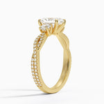 Luxe Three Stone Petite Twisted Vine Diamond Ring Yellow Gold 18k Radiant Engagement Ring