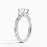 Luxe Three Stone Petite Twisted Vine Diamond Ring Platinum Round Engagement Ring