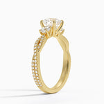 Luxe Three Stone Petite Twisted Vine Diamond Ring Yellow Gold 18k Round Engagement Ring