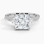 Luxe Three Stone Petite Twisted Vine Diamond Ring Platinum Princess Engagement Ring