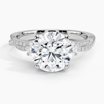 Luxe Three Stone Petite Twisted Vine Diamond Ring Platinum Round Engagement Ring