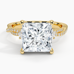 Luxe Three Stone Petite Twisted Vine Diamond Ring Yellow Gold 18k Princess Engagement Ring