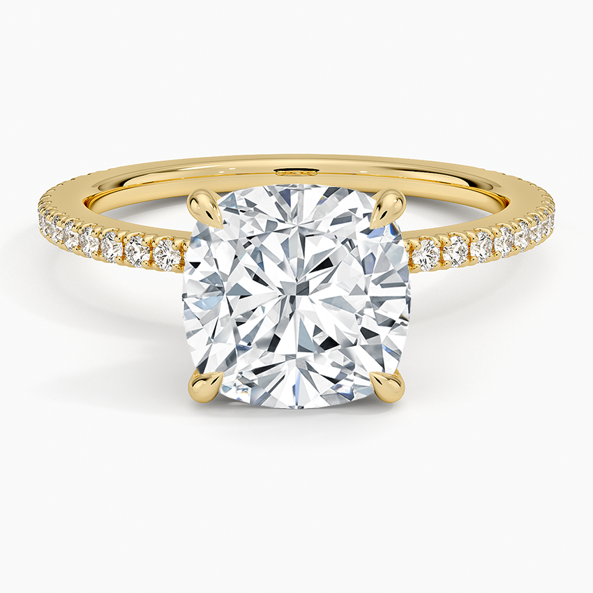 Demi Three-Quarter Coverage Diamond Ring (1/3 ct. tw.) Yellow Gold 18k Cushion Engagement Ring