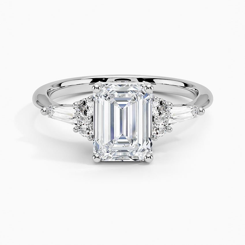 Yvonne Diamond Ring Platinum Emerald Engagement Ring