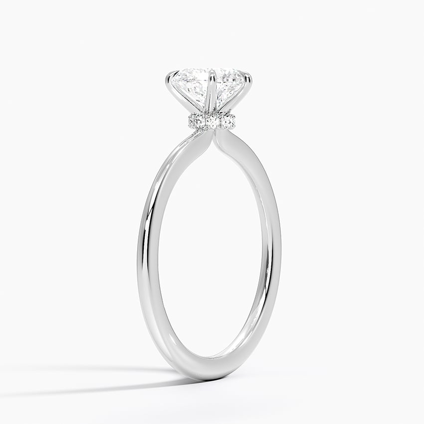 Petite Secret Halo Diamond Ring Platinum Heart Engagement Ring