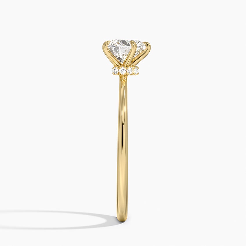 Petite Secret Halo Diamond Ring Yellow Gold 18k Heart Engagement Ring