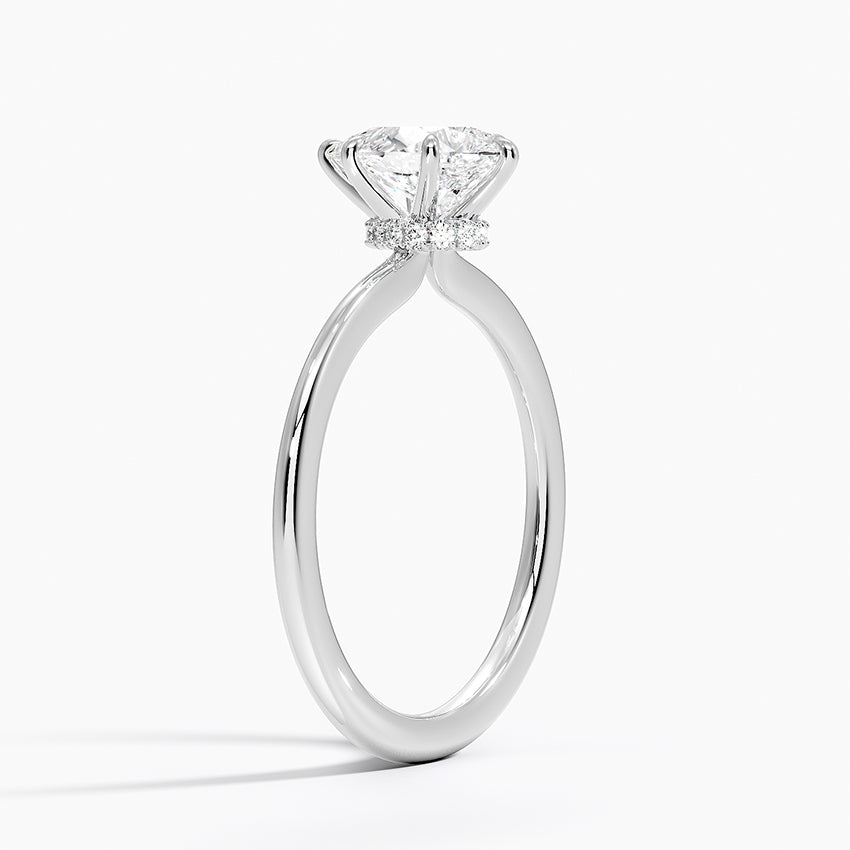 Petite Secret Halo Diamond Ring Platinum Pear Engagement Ring