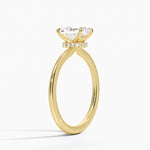 Petite Secret Halo Diamond Ring Yellow Gold 18k Radiant Engagement Ring