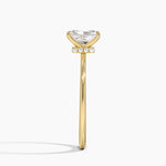 Petite Secret Halo Diamond Ring Yellow Gold 18k Radiant Engagement Ring