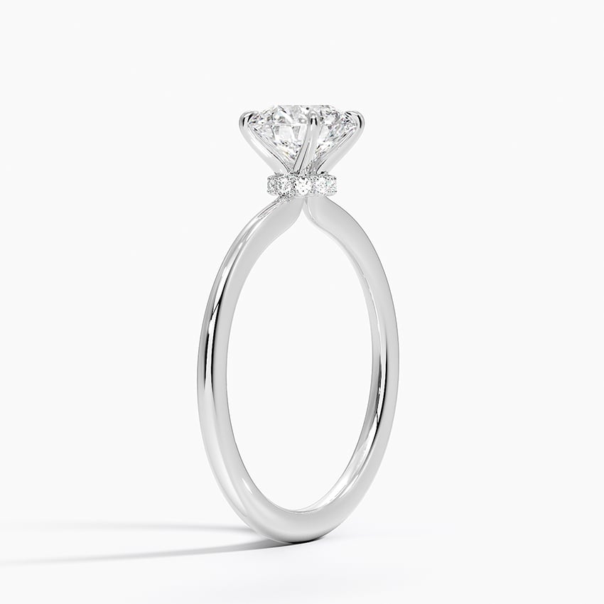 Petite Secret Halo Diamond Ring Platinum Round Engagement Ring