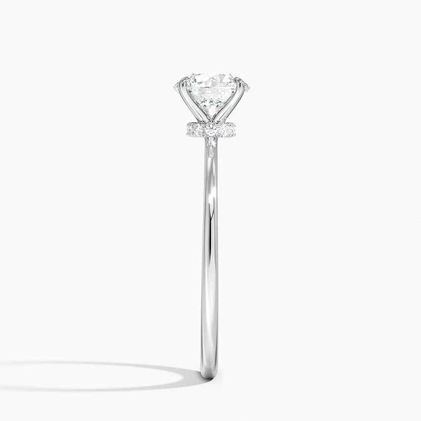 Petite Secret Halo Diamond Ring Platinum Round Engagement Ring