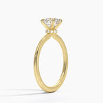 Petite Secret Halo Diamond Ring Yellow Gold 18k Round Engagement Ring