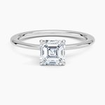Petite Secret Halo Diamond Ring Platinum Asscher Engagement Ring