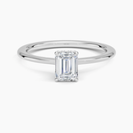 Petite Secret Halo Diamond Ring Platinum Emerald Engagement Ring