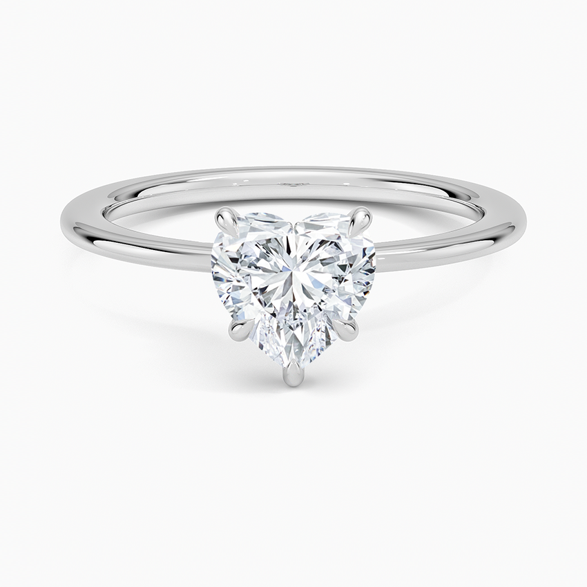 Petite Secret Halo Diamond Ring Platinum Heart Engagement Ring