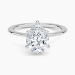 Petite Secret Halo Diamond Ring Platinum Pear Engagement Ring
