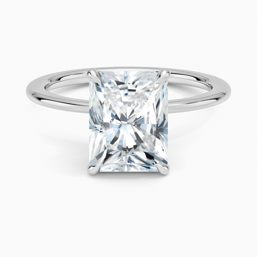 Petite Secret Halo Diamond Ring Platinum Radiant Engagement Ring