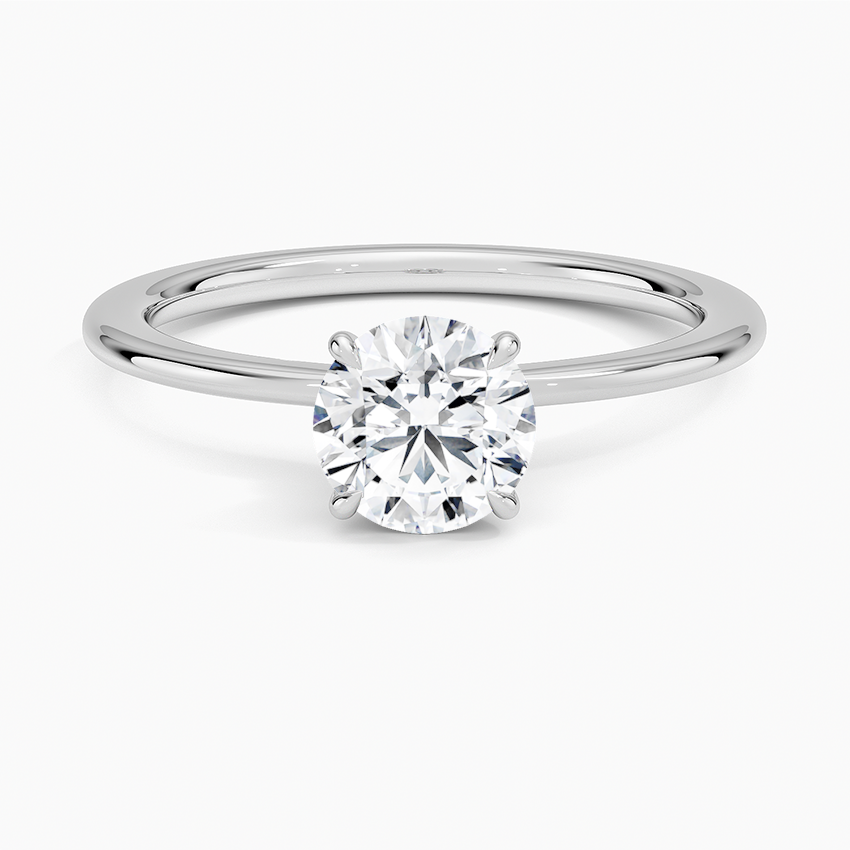 Petite Secret Halo Diamond Ring Platinum Round Engagement Ring