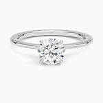 Petite Secret Halo Diamond Ring Platinum Round Engagement Ring