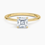 Petite Secret Halo Diamond Ring Yellow Gold 18k Asscher Engagement Ring