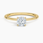 Petite Secret Halo Diamond Ring Yellow Gold 18k Cushion Engagement Ring