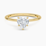 Petite Secret Halo Diamond Ring Yellow Gold 18k Heart Engagement Ring