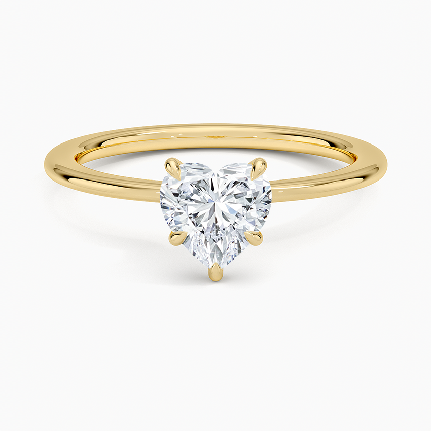 Petite Secret Halo Diamond Ring Yellow Gold 18k Heart Engagement Ring