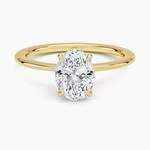 Petite Secret Halo Diamond Ring Yellow Gold 18k Oval Engagement Ring