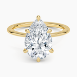 Petite Secret Halo Diamond Ring Yellow Gold 18k Pear Engagement Ring